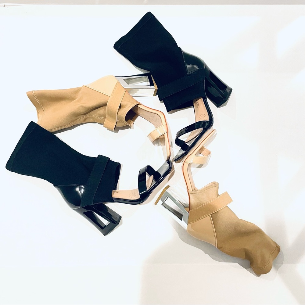 AZALEA WANG - Chunky Heel Sandals Bootie Black - Picture 5 of 16
